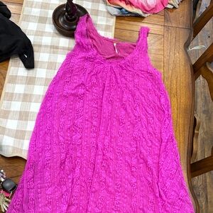Free People Fuchsia Lace Mini Dress